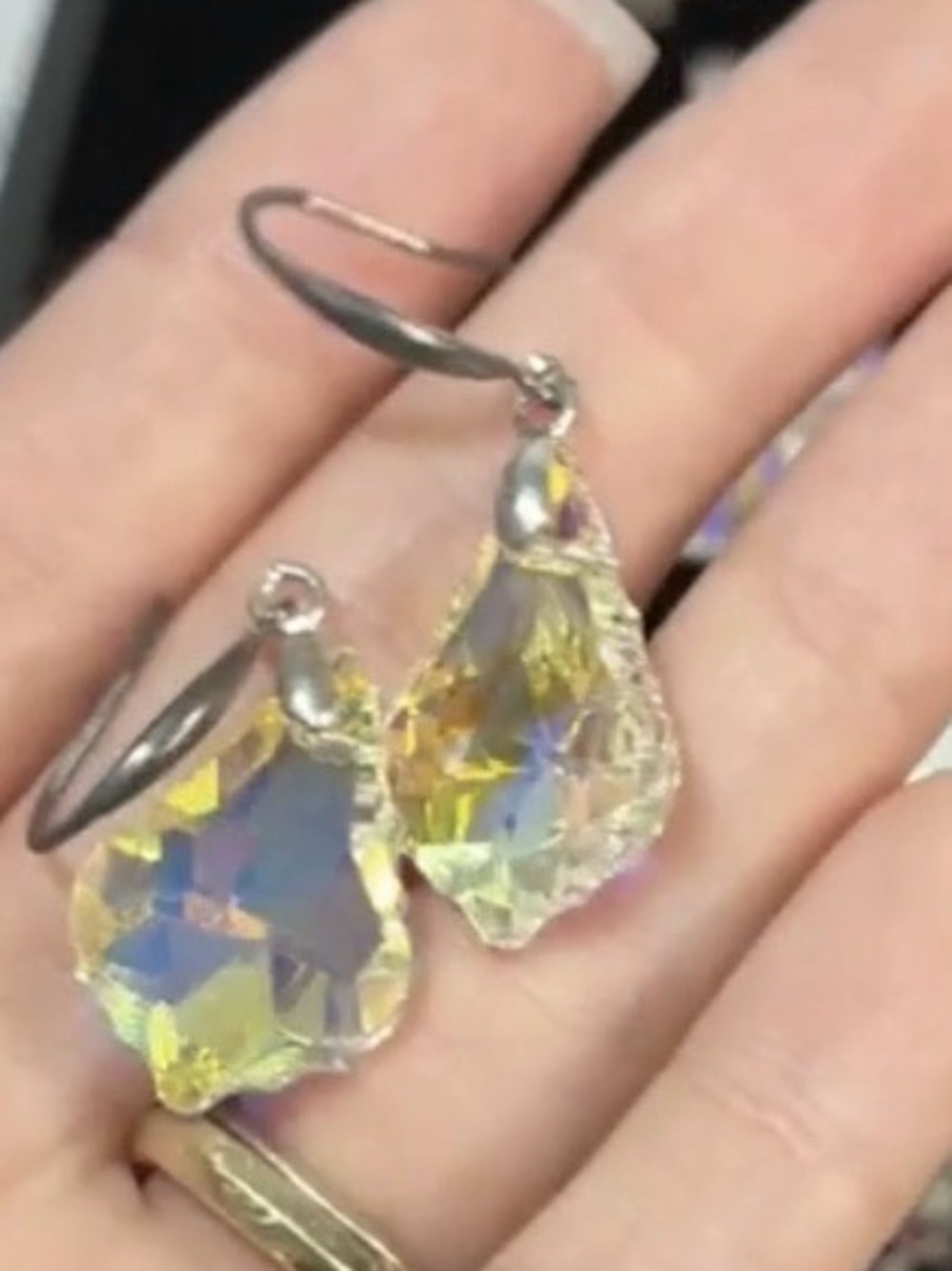 Aurora Teardrop Crystal Dangle Earrings - Iridescent